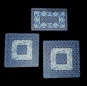 3 Temptations by Tara Old World Blue Glass Trivets.